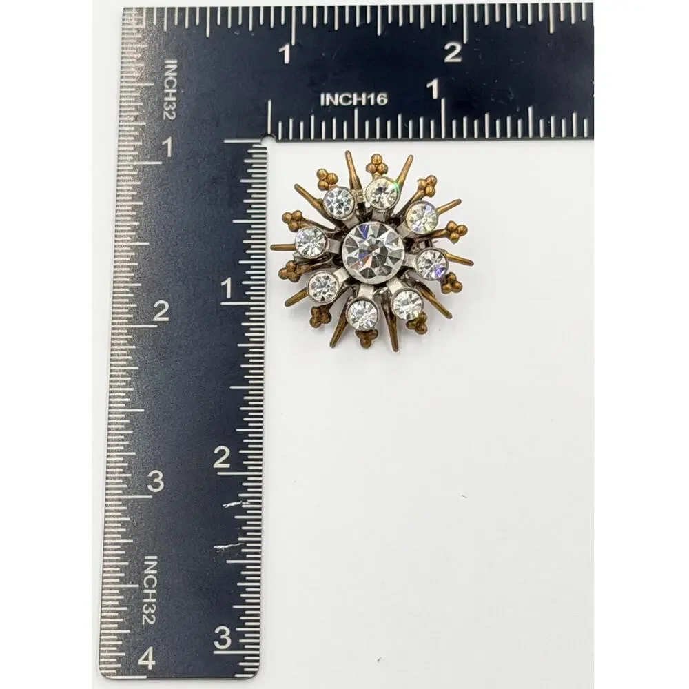 Vintage Rhinestone Sputnik Starburst Snowflake Brooch Pin 1950's